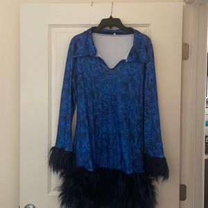 Bodycon Dress  XPlus wear black and navy blue with black fur sleeves. New